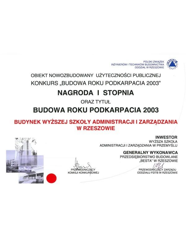 WSAiZ Rzeszów - award